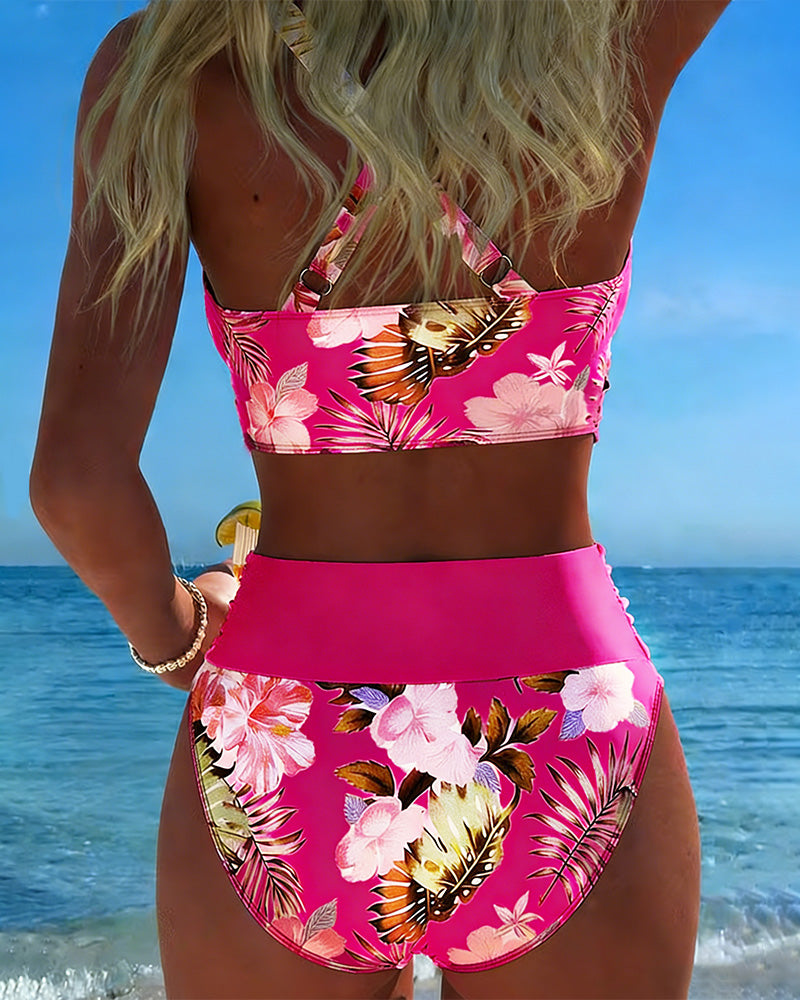 Jolina™ | Bikini de dos piezas con estampado floral y contraste