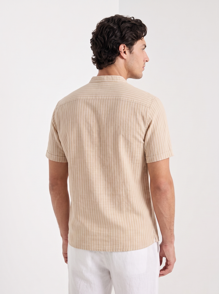 Camisa Henley de Lino a Rayas