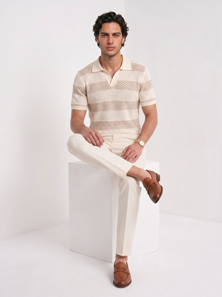 Camisa Polo de Tejido Waffle
