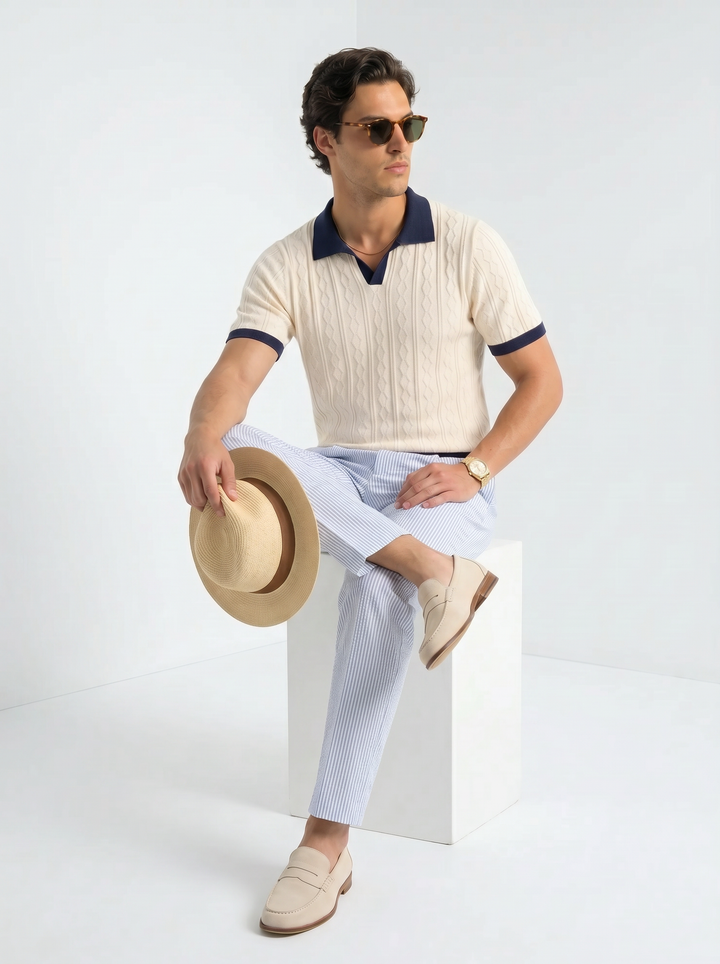 Polo de Punto con Diamantes Old Money