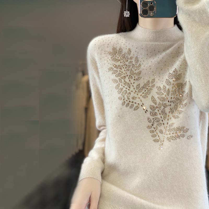 Suéter De Tricot Con Motivo De Hojas
