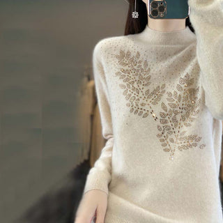 Suéter De Tricot Con Motivo De Hojas