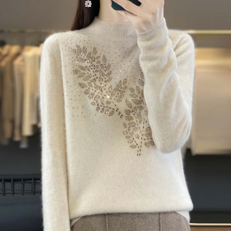 Suéter De Tricot Con Motivo De Hojas