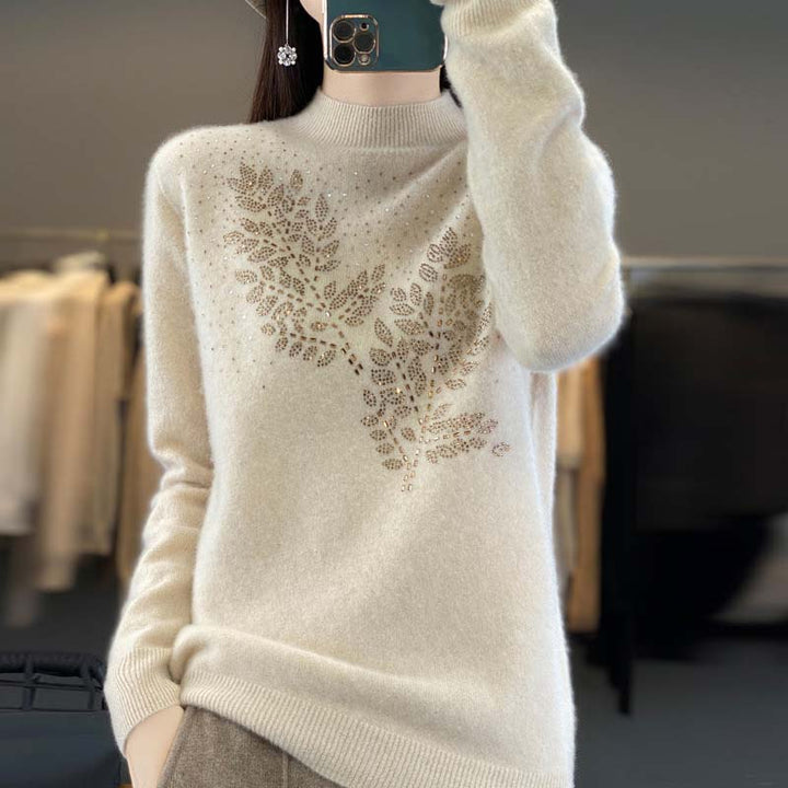 Suéter De Tricot Con Motivo De Hojas