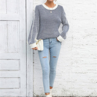 Suéter De Tricot Rayado Casual