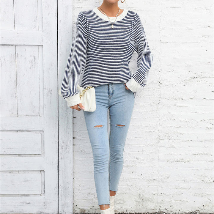 Suéter De Tricot Rayado Casual