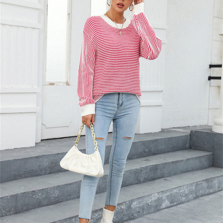 Suéter De Tricot Rayado Casual