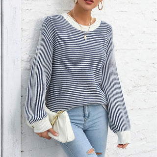 Suéter De Tricot Rayado Casual