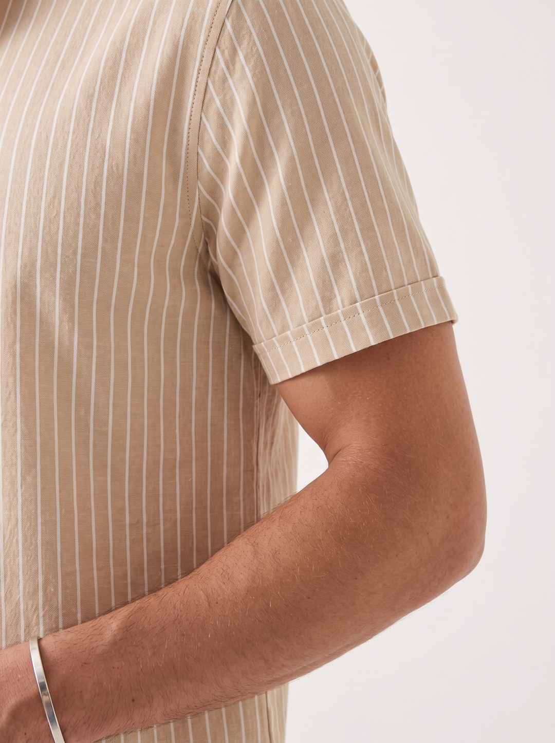Camisa Henley de Lino a Rayas