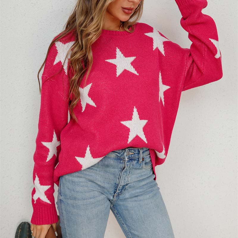 Suéter Casual de Punto Estrellado