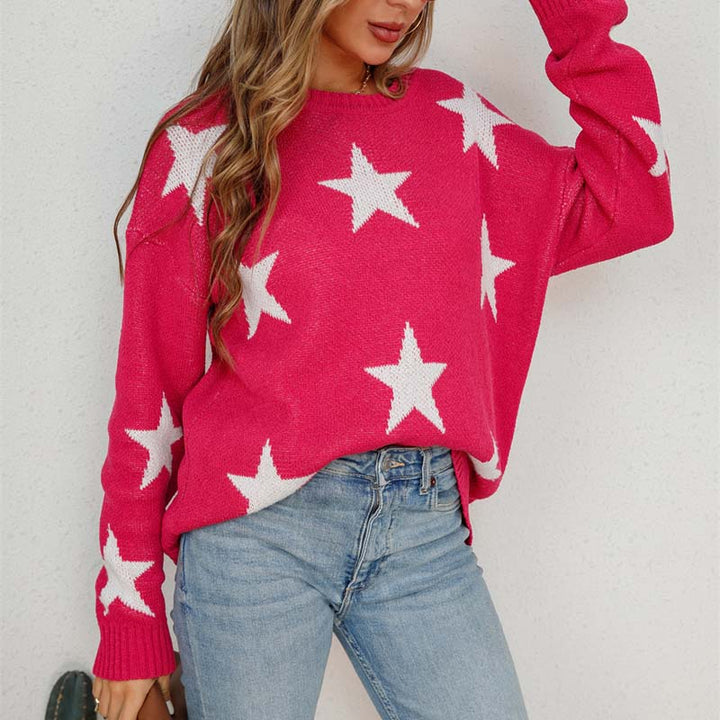 Suéter Casual de Punto Estrellado