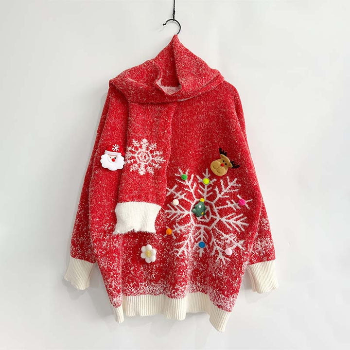 Conjunto de Dos Piezas: Suéter y Bufanda de Navidad
