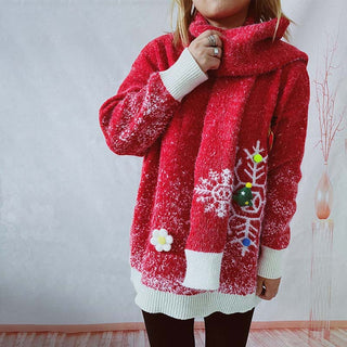 Conjunto de Dos Piezas: Suéter y Bufanda de Navidad
