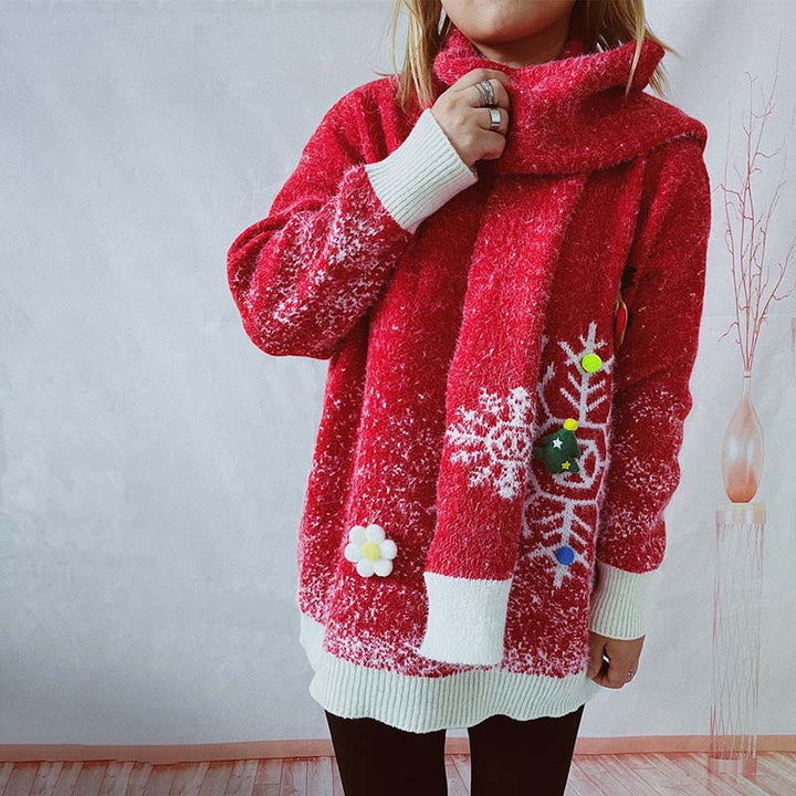 Conjunto de Dos Piezas: Suéter y Bufanda de Navidad