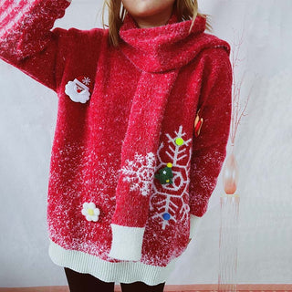 Conjunto de Dos Piezas: Suéter y Bufanda de Navidad