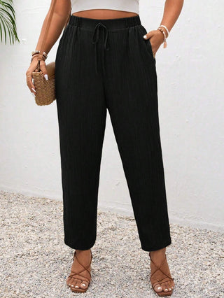 Pantalones negros ajustados de talla grande para la playa, vacaciones, relax, estilo boho