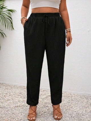 Pantalones negros ajustados de talla grande para la playa, vacaciones, relax, estilo boho