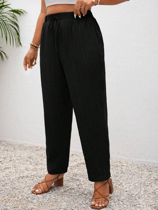 Pantalones negros ajustados de talla grande para la playa, vacaciones, relax, estilo boho
