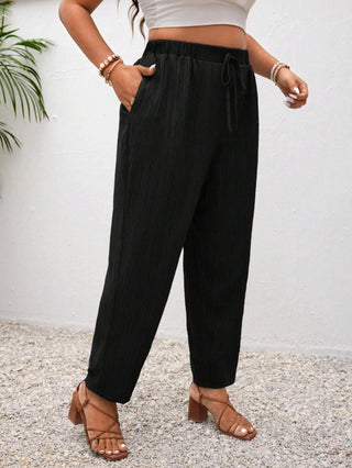 Pantalones negros ajustados de talla grande para la playa, vacaciones, relax, estilo boho