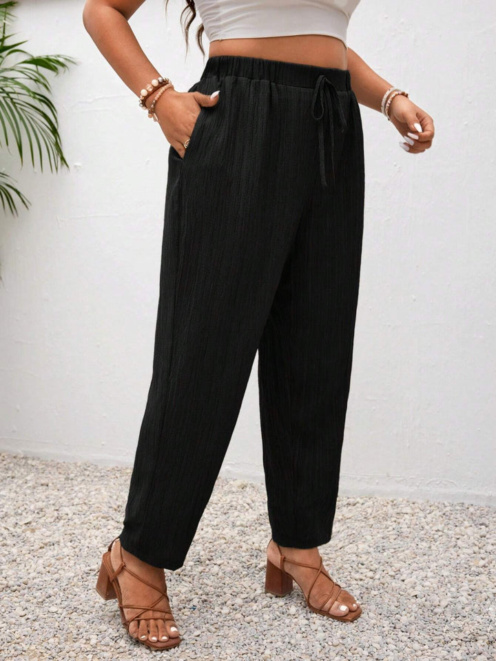 Pantalones negros ajustados de talla grande para la playa, vacaciones, relax, estilo boho
