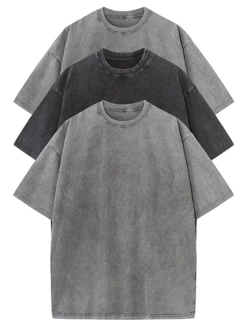 Elvoria | Conjunto de Camisetas de Algodón Esenciales Oversized – Paquete de 3