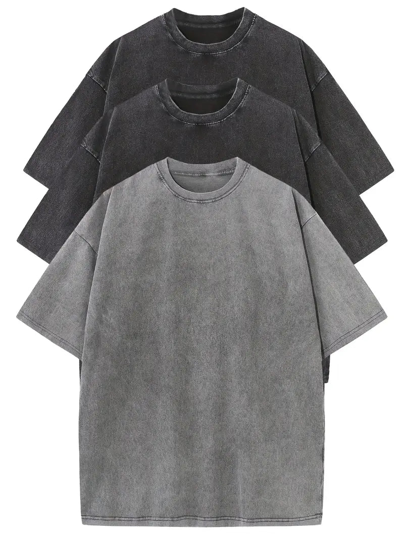 Elvoria | Conjunto de Camisetas de Algodón Esenciales Oversized – Paquete de 3
