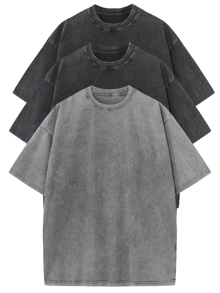 Elvoria | Conjunto de Camisetas de Algodón Esenciales Oversized – Paquete de 3