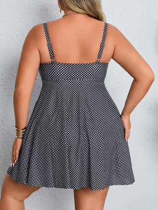 Conjunto de tankini de lunares para mujer tallas grandes, traje de baño modesto que oculta el abdomen, ideal para el verano en la playa