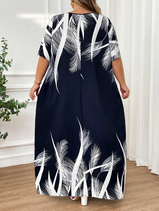 Vestido kaftan azul marino trenzado