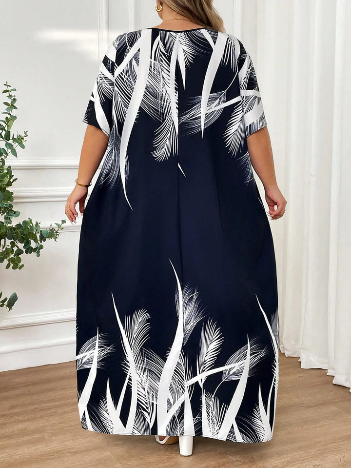 Vestido kaftan azul marino trenzado