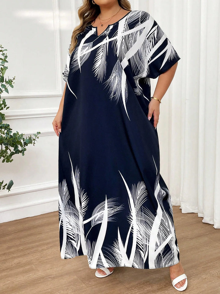 Vestido kaftan azul marino trenzado