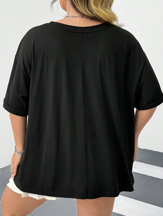 Camiseta negra con lazo oversize para mujer, adecuada para el verano