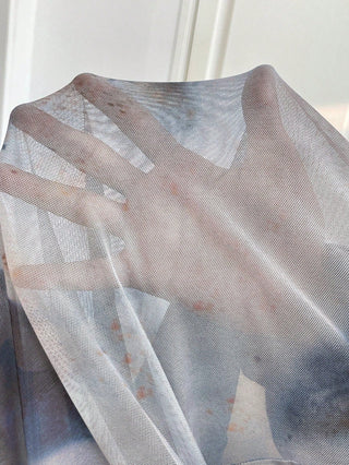 Camisa de mujer oversize con flores efecto Tie Dye, escote cuadrado, mangas largas atadas, adecuada para ropa de otoño, vacaciones, graduación y regreso a clases