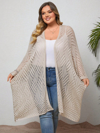Cárdigan de punto ligero de talla cómoda, adecuado para vacaciones en la playa, ropa de resort, estilo bohemio para primavera/verano