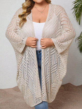 Cárdigan de punto ligero de talla cómoda, adecuado para vacaciones en la playa, ropa de resort, estilo bohemio para primavera/verano