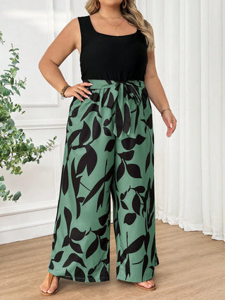 Tuta casual con estampado y patchwork, tallas grandes