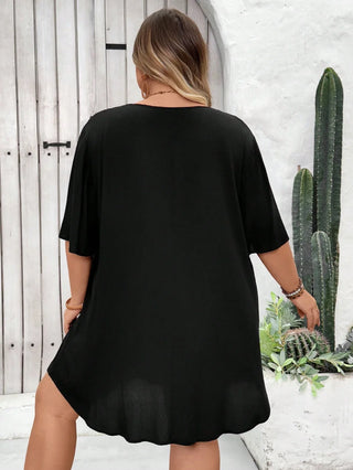 Cubrehombros de verano talla cómoda en red transparente con volantes y abertura lateral