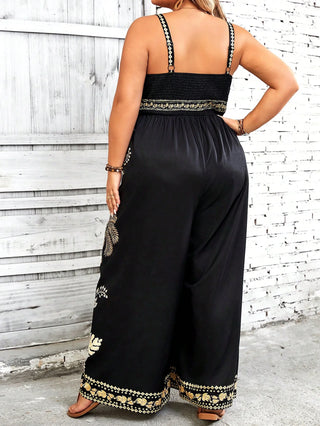 Mono elegante sin mangas estilo boho, tallas grandes, con estampado de árboles de plátano y coco