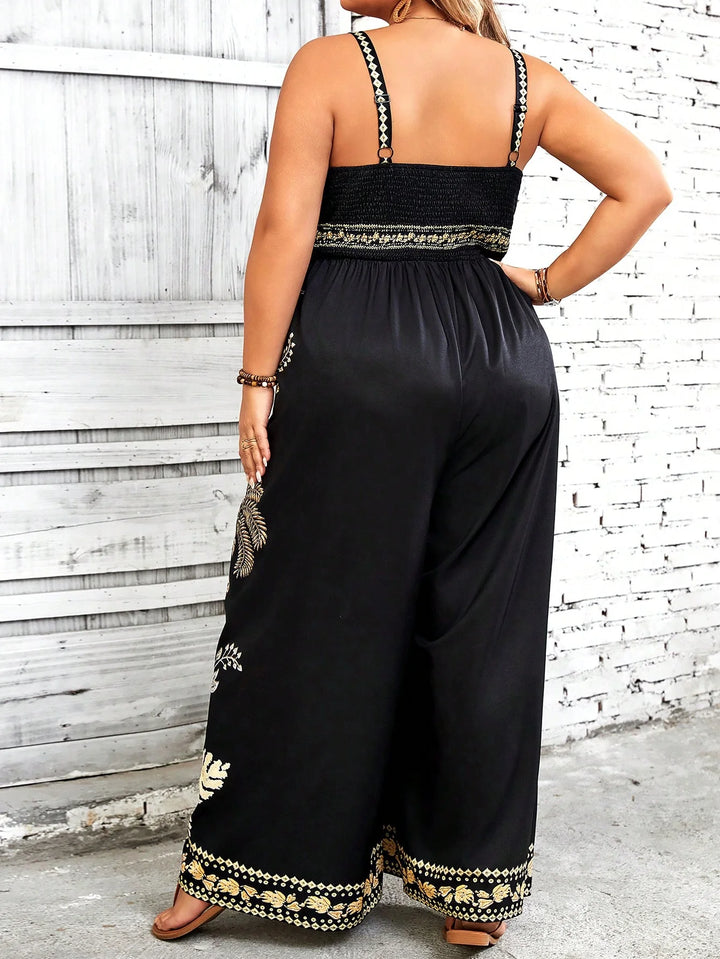Mono elegante sin mangas estilo boho, tallas grandes, con estampado de árboles de plátano y coco