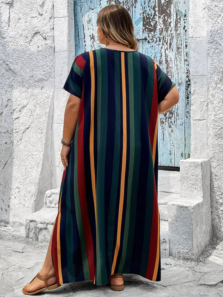 Vestido largo de playa midi con estampado de limones por todas partes y lazos laterales