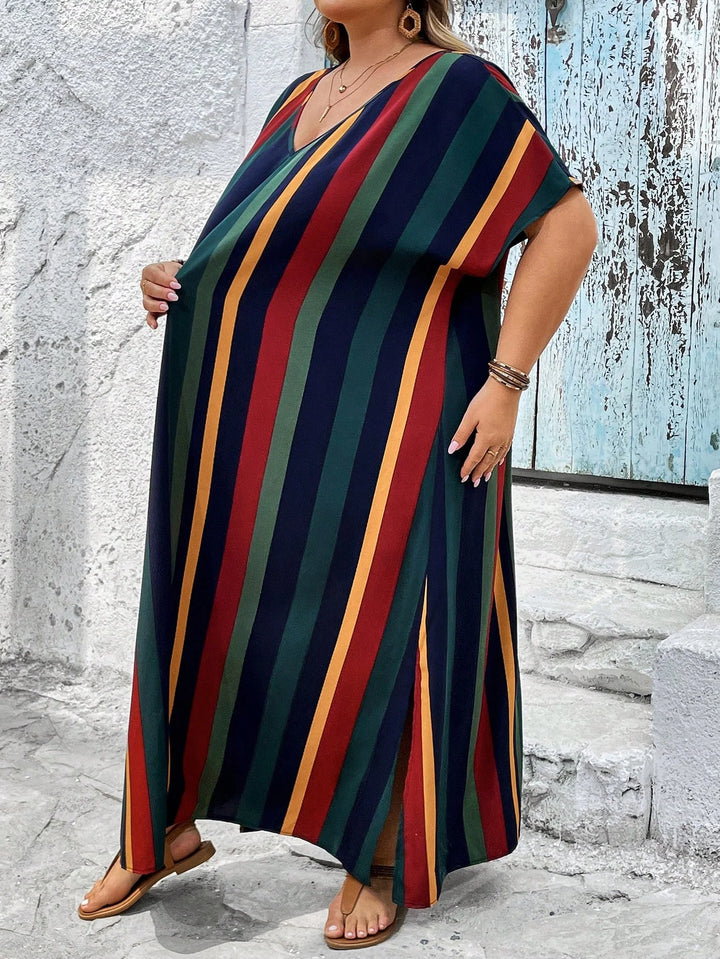 Vestido largo de playa midi con estampado de limones por todas partes y lazos laterales