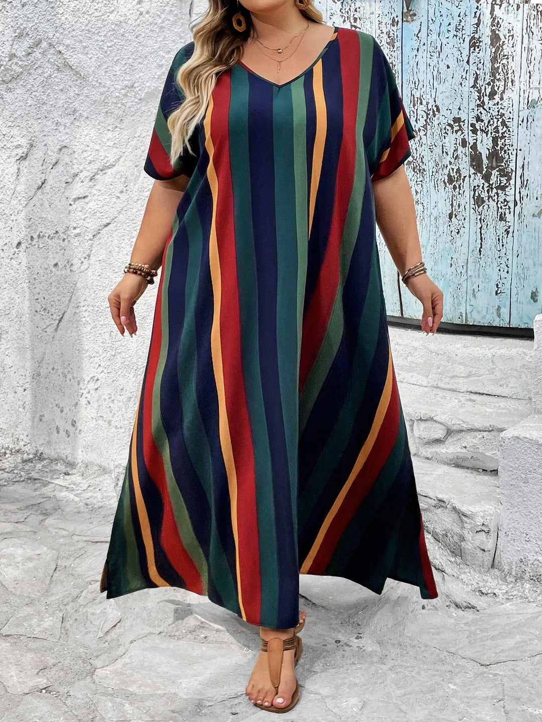 Vestido largo de playa midi con estampado de limones por todas partes y lazos laterales