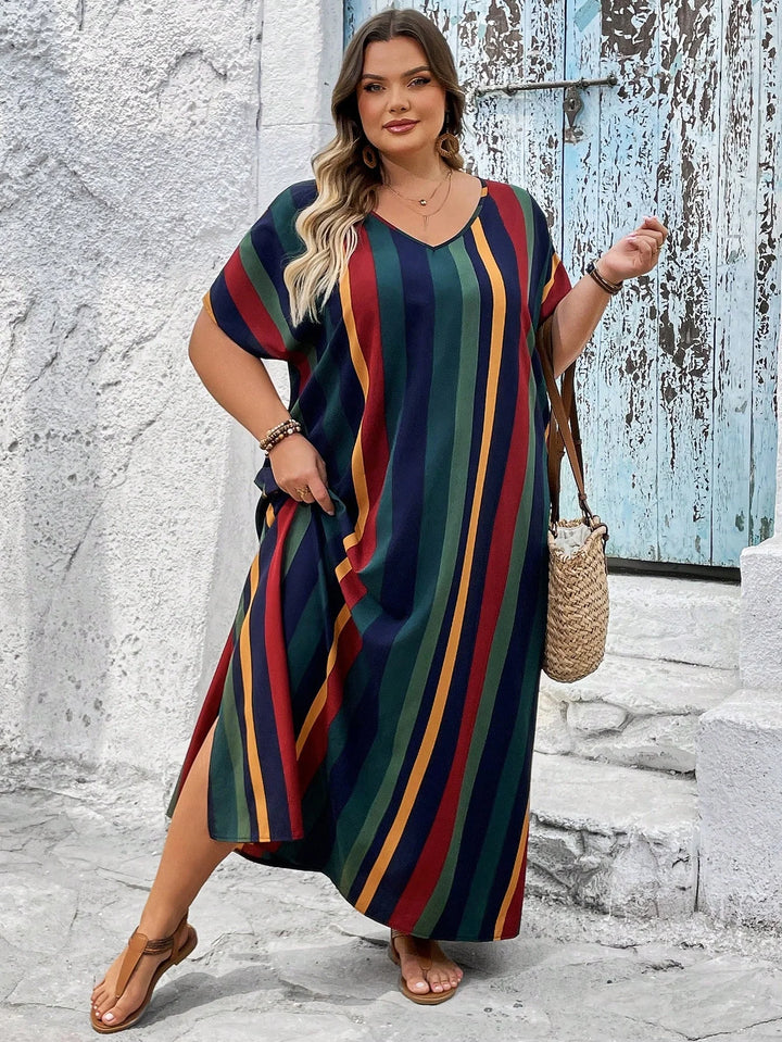 Vestido largo de playa midi con estampado de limones por todas partes y lazos laterales