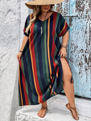 Vestido largo de playa midi con estampado de limones por todas partes y lazos laterales