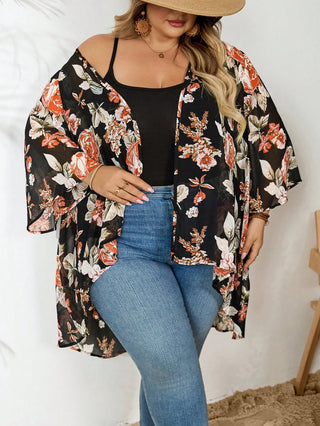 Cardigan largo negro casual y amplio de encaje para mujeres,