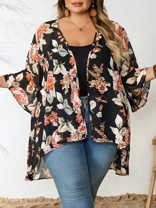 Cardigan largo negro casual y amplio de encaje para mujeres,