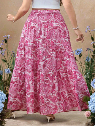 Vestido casual cómodo y romántico con estampado floral, estilo resort, de talla grande