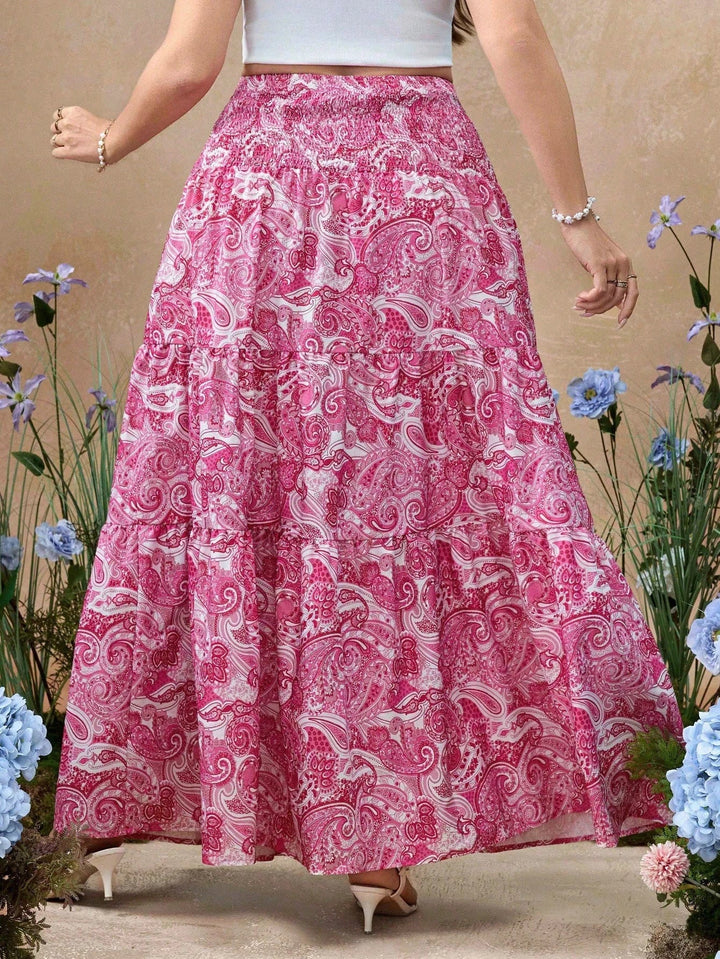 Vestido casual cómodo y romántico con estampado floral, estilo resort, de talla grande