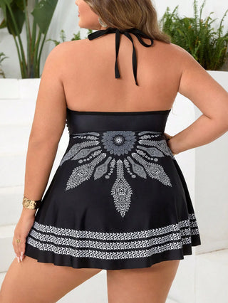 Tankini de baño para mujer con estampado botánico y tirantes cruzados, adecuado para las vacaciones de verano en la playa en tallas cómodas