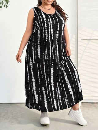 Vestido casual elegante de mujer con escote en V, sin mangas, con dobladillo, cinturón